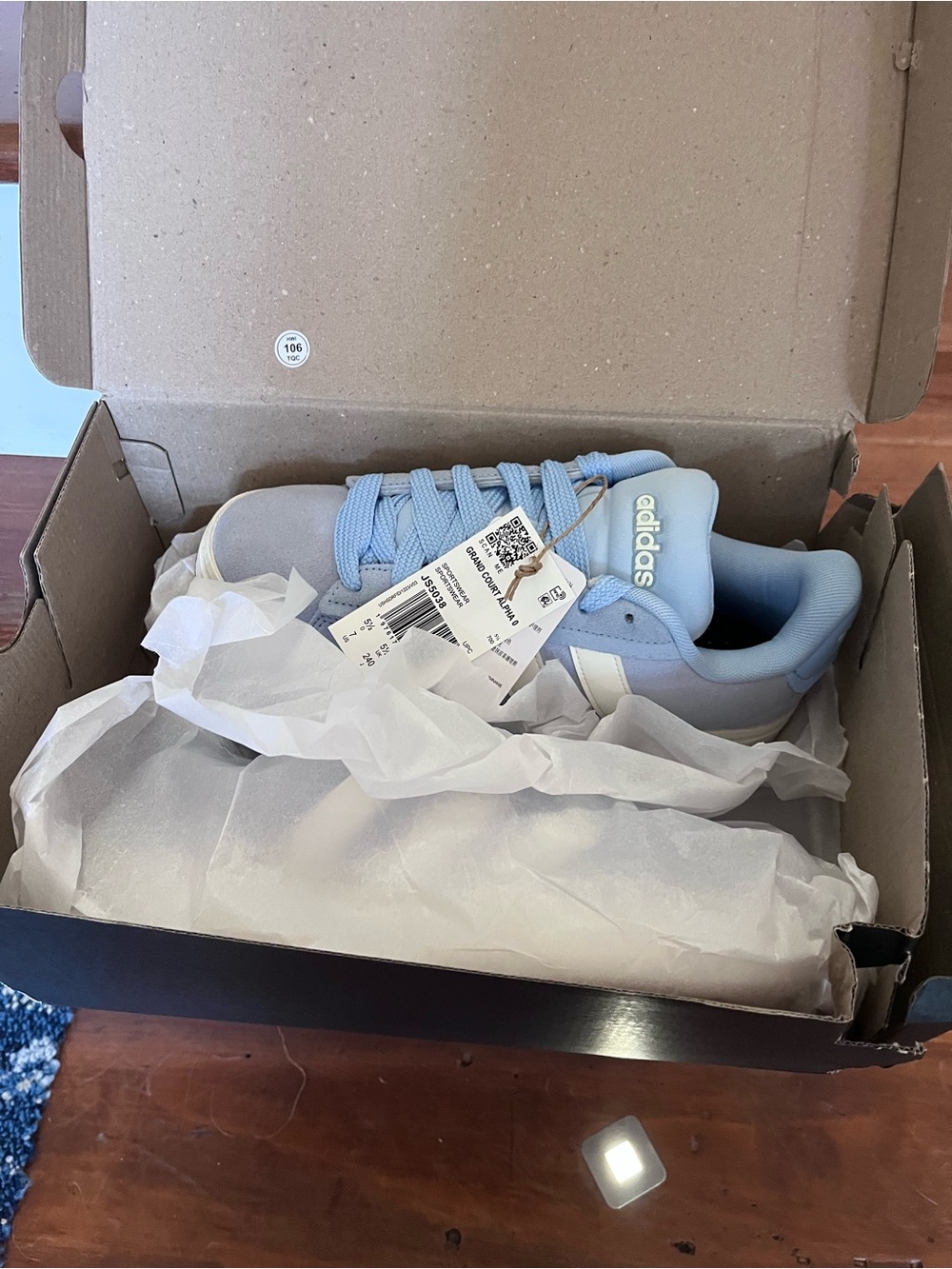 ADIDAS Grand Court Alpha O's Sneakers Women's Size 7 Light Blue Suede JS5038 NIB - Picture 3 of 10
